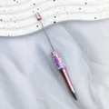 Bolígrafo DIY oro rosa para cuentas con agarre de purpurina brillante de estrellas - Punta de Bala de 1,0 mm / Rosa