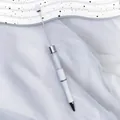 Elegant white DIY beadable pen featuring a crystal filled barrel and an extended metal rod. - White