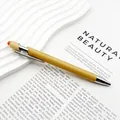 Bolígrafo de bambú ecológico con punta de pantalla táctil y clip de metal plateado - Punta de Stylus / Naranja