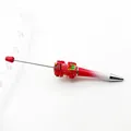 DIY Christmas beaded pen with red sugar beads and festive charms on gradient barrel - Gradient Red