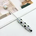 Elegant DIY rhinestone capacitive touch pen with iridescent crystals and black heart charms - Black