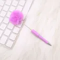 Adorable purple fluffy pom-pom ballpoint pen for school and office stationery desk decor - Pink Purple