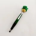Creative 2-in-1 ballpoint pen featuring a green mop top smiley face and integrated stylus tip - 1.0mm Bullet Tip / Dark Green