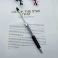 Customizable DIY beadable ballpoint pen with sparkling crystal gravel and sleek black barrel. - Black