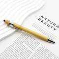 Bolígrafo táctil de bambú ecológico con clip de metal y punta táctil azul suave para pantallas - Punta de Stylus / Azul