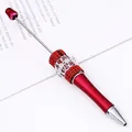 Elegant red rhinestone ballpoint pen with delicate lace and bead detail decoration - Bullet Tip 1.0mm / Red