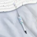 Bolígrafo blanco DIY decorado con lentejuelas brillantes de estrellas y lunas - Punta de Bala de 1,0 mm / Blanco