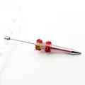 DIY Christmas-themed beaded ballpoint pen in metallic pink finish - Pink