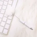 Cute white pom-pom ballpoint pen on a stylish desk setting - Pure White