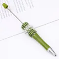 Elegant green beaded ballpoint pen featuring lace net wrap and sparkly rhinestones decor - Bullet Tip 1.0mm / Matcha Green