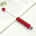 Elegant red rhinestone beadable stylus pen for touchscreens and DIY crafting projects - Full Rhinestone Stylus Style / Red