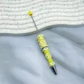 Elegant yellow and white cream glue decorated ballpoint pen with handcrafted 3D textures - Macaron Yellow