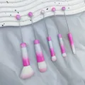 Set di 5 pennelli da trucco sfumati rosa con eleganti manici in rilievo di metallo - Rosa Rosso Bianco Rosa