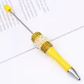 Handmade yellow beaded ballpoint pen featuring lace bow and sparkling yellow rhinestones - Bullet Tip 1.0mm / Macaron Yellow