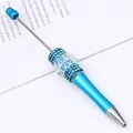 Elegant blue lace bow beaded ballpoint pen with sparkling rhinestones for DIY crafts - Bullet Tip 1.0mm / Sapphire Blue