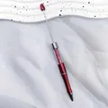 Customizable DIY red beadable ballpoint pen with long rod and crystal filled barrel section - Red