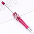 Elegant pink beaded ballpoint pen with rhinestone and white lace mesh decoration. - Bullet Tip 1.0mm / Rose Red