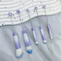 Set professionale di 5 pennelli da trucco fai-da-te con perle viola e manici in metallo - viola sfumato