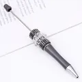 Elegant grey beaded ballpoint pen featuring lace wrap and sparkling crystal rhinestone details - Bullet Tip 1.0mm / Gray