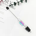 Base de bolígrafo de cuentas multicolor DIY con cuerpo transparente y vara - Punta de Bala de 1,0 mm / Negro