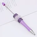 Elegant purple DIY beaded ballpoint pen with white lace bow and sparkling rhinestones - Bullet Tip 1.0mm / Purple