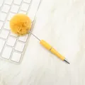 Adorable yellow fluffy pom-pom ballpoint pen for cute office supplies and creative gifts - Khaki Yellow