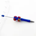 Blue DIY Christmas beaded ballpoint pen with sugar texture and festive miniatures - Fluorescent Blue