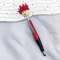 Red 2-in-1 ballpoint pen and stylus with cute red mop-top doll head - 1.0mm Bullet Tip / Red