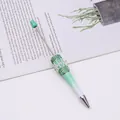 Green gradient beaded ballpoint pen with lace bow and sparkling rhinestone accents. - Bullet Tip 1.0mm / Gradient Green