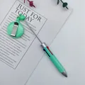 Retractable 4-color ballpoint pen with a mint green easy-pull badge reel buckle - 1.0mm Bullet Tip / Khaki Light Green