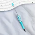 Encantador bolígrafo de purpurina DIY con lentejuelas azules brillantes y cuentas de estrellas - Punta de Bala de 1,0 mm / Azul Claro Caramelo