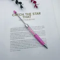 Elegant pink crystal-filled beadable pen with a sleek silver metal tip for DIY crafts - Macaron Pink