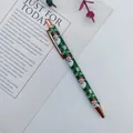 Green Christmas retractable ballpoint pen with Santa Claus pattern and rose gold metal clip - Santa Claus / Green