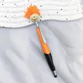 Creative orange plush head ballpoint pen with stylus tip and funny smiley face - 1.0mm Bullet Tip / Orange