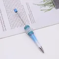 Blue and white gradient beaded pen with lace and sparkling rhinestone detail - Bullet Tip 1.0mm / Gradient Blue