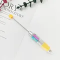 Lindo bolígrafo de 4 colores DIY con agarre amarillo y diseño de cuerpo transparente - Punta de Bala de 1,0 mm / Naranja Macaron