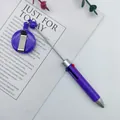 Purple retractable badge reel ballpoint pen with 4-in-1 multi-color ink and clip - 1.0mm Bullet Tip / Purple