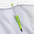 DIY beaded ballpoint pen in lime green featuring sparkly AB resin rhinestones decor - Macaron Green