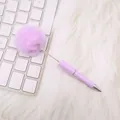 Cute lavender ballpoint pen with a large fluffy faux fur pom-pom topper accessory - Light Purple