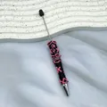 Handmade creative cream glue ballpoint pen featuring black and pink 3D embossed designs - Black