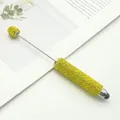 Sparkling yellow full rhinestone pavé beadable stylus pen for touch screens and DIY. - Full Rhinestone Stylus Style / Bright Yellow
