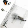 Luxuriöser Kugelschreiber mit vollem Strassbesatz, grauem Pompon und Perlendetails - Grau (AB Graues Vlies)
