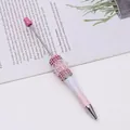 Handmade pink crystal beaded pen with elegant lace bow and gradient barrel design - Bullet Tip 1.0mm / Rose Red White Pink