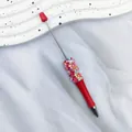 Bolígrafo de cuentas DIY rojo con lentejuelas brillantes de estrellas y lunas - Punta de Bala de 1,0 mm / Rojo brillante