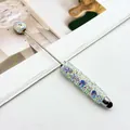 Κομψή χωρητική πένα αφής DIY με στρας και διακόσμηση από μπλε πολύτιμους λίθους καρδιά - Λευκό του Φεγγαριού