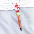 Creative Christmas beaded ballpoint pen with cute snowman character in bright orange finish - Snowman Style (10-Orange)