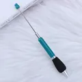 Teal macaron color beadable ballpoint pen with black sponge grip for DIY jewelry making - Royal Blue