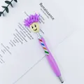 Simpatica penna a sfera rosa con testa di bambola cartone animato e punta stylus - Viola