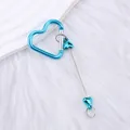 Stylish heart-shaped beaded carabiner keychain with a vibrant blue electroplated finish - Sky Blue