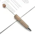Elegant DIY champagne and clear rhinestone spiral beaded ballpoint pen with metallic tip detail - 1.0mm Bullet Tip / Light gold
